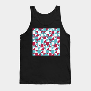 Turquoise and Raspberry Geo Pattern Tank Top